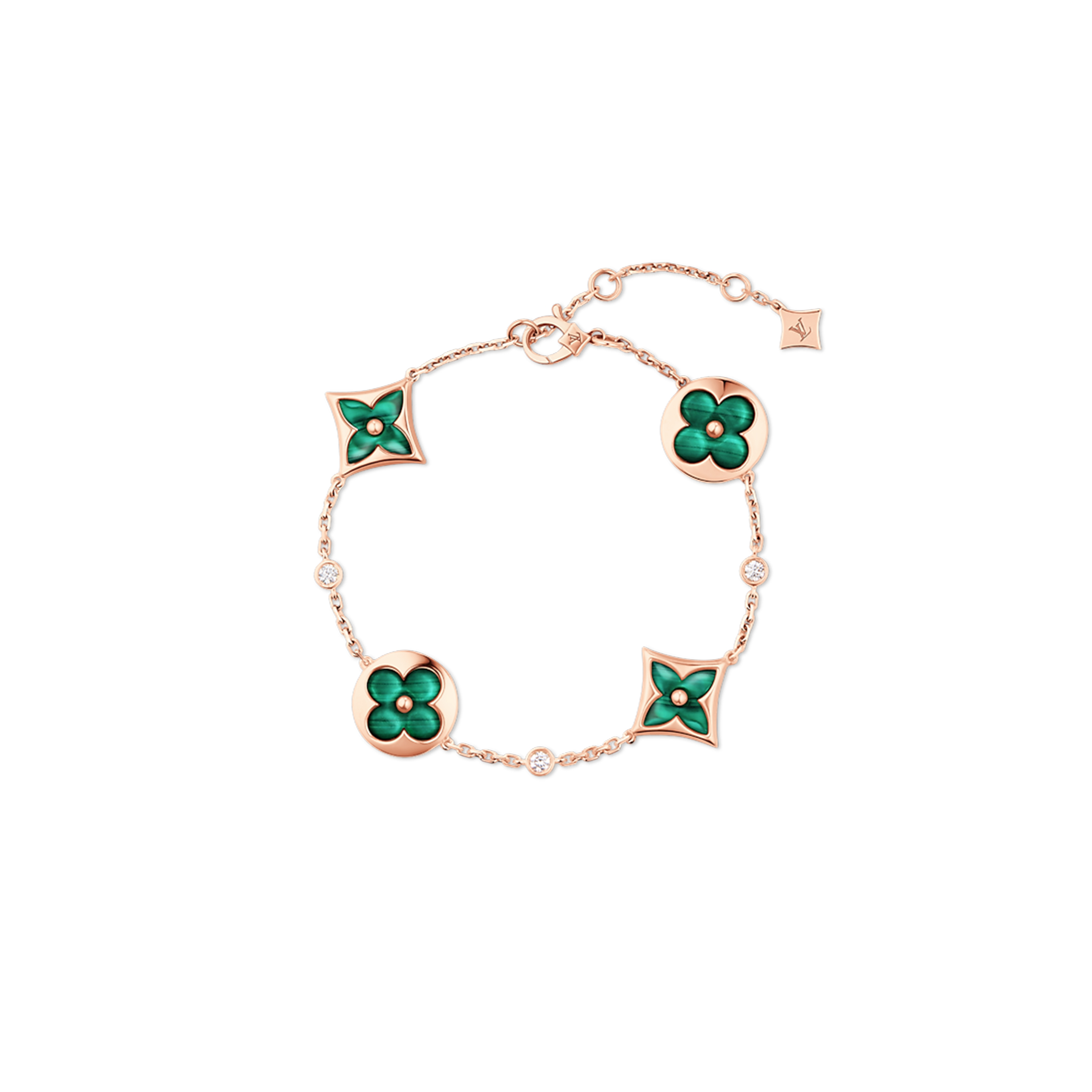 LOUIS VUITTON COLOR BLOSSOM BB MULTI-MOTIFS BRACELET, PINK GOLD, MALACHITE AND DIAMONDS Q95698